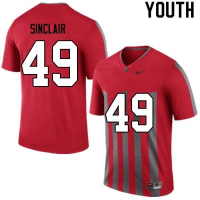 NCAA Ohio State Buckeyes Youth #49 Darryl Sinclair Retro Nike Football College Jersey BOC1445XY